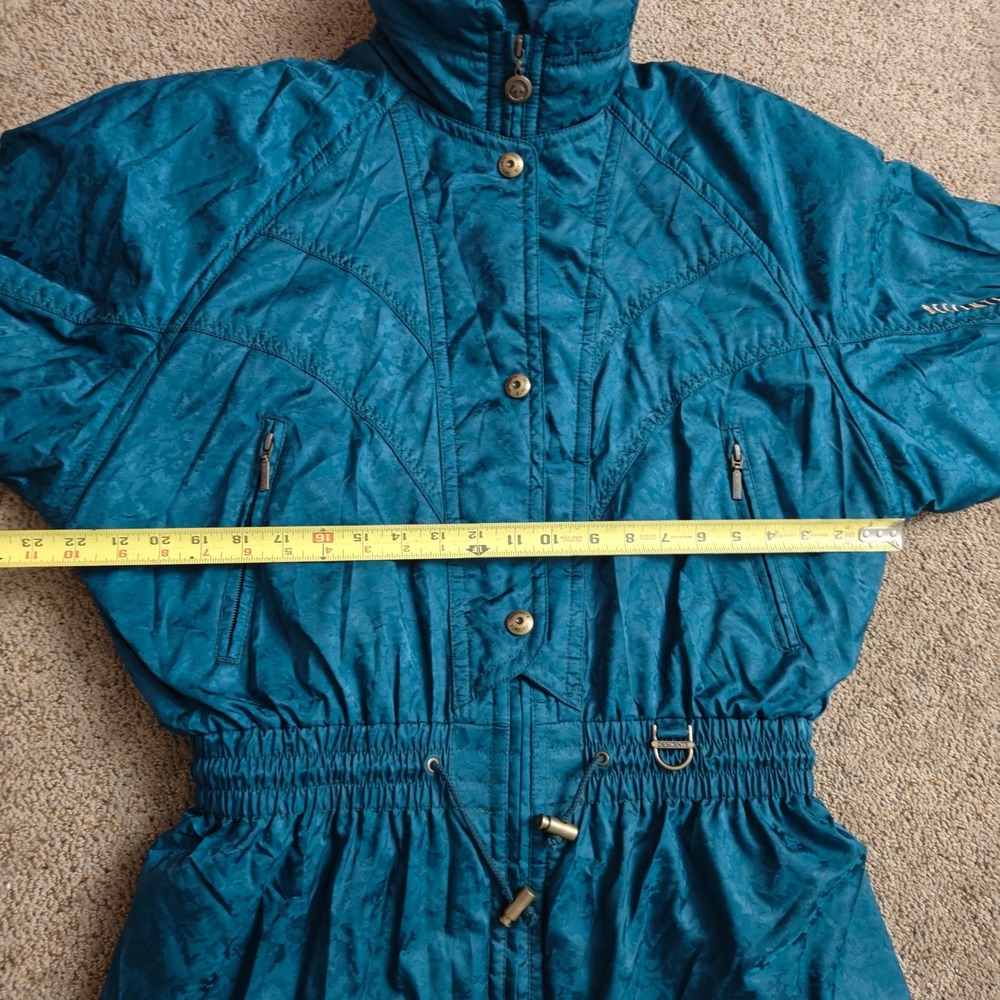 Vintage Descente‎ Teal Floral Ski Jacket Women's Size 10 Winter Warm Coat - Picture 14 of 16